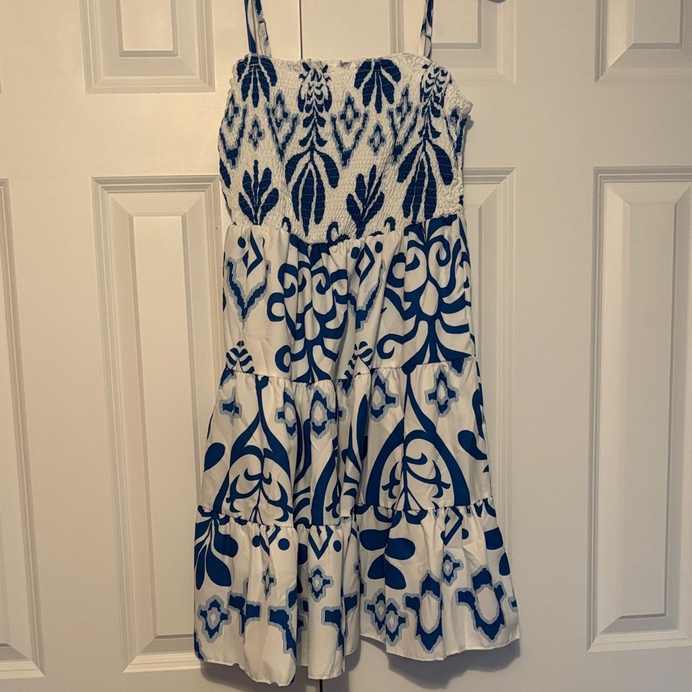 NEW! Blue and White Smocked Sundress